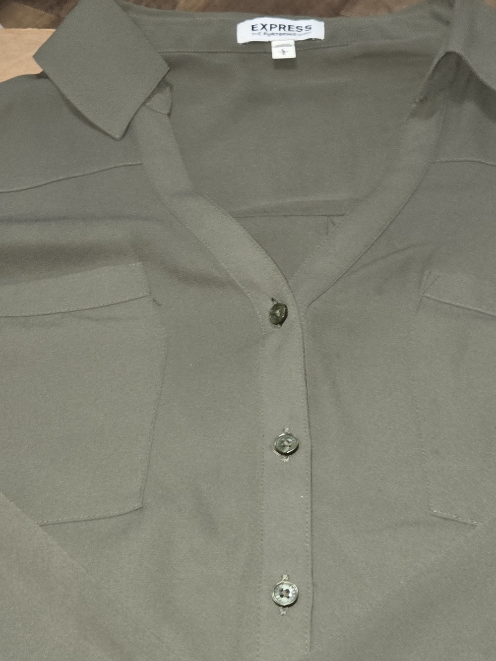 Express Olive Green V-Neck Utility Blouse